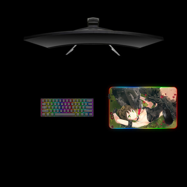 Anime Swan Girl Design Medium Size RGB Lit Gamer Mouse Pad