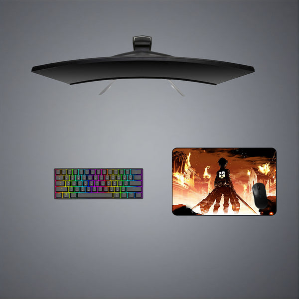 Attack on Titan Fire Design Medium Size Gaming Mouse Pad, Computer Desk Mat