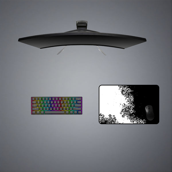 Black & White Floral Design M Size Gaming Mouse Pad