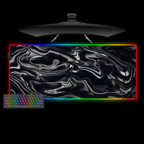 Black & White Flow Design XXL Size RGB Backlit Gaming Mouse Pad