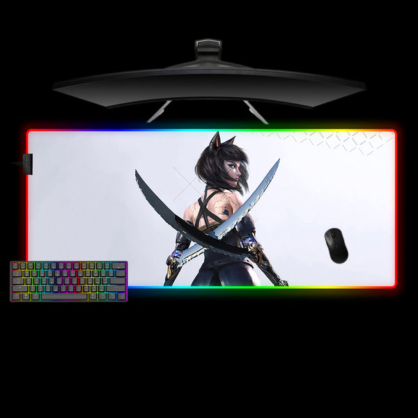 Cyberpunk Cat Girl Design XL Size RGB Mouse Pad