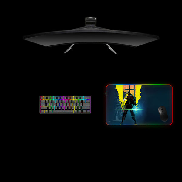 Cyberpunk Edgerunner Design Medium Size RGB Lit Gaming Mouse Pad, Computer Desk Mat