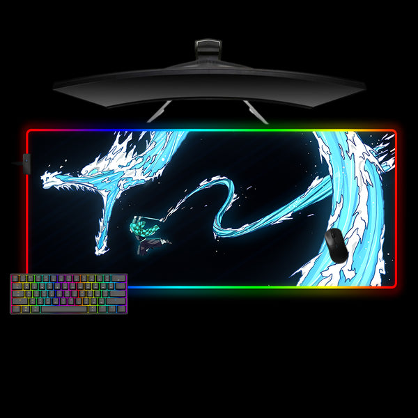 Demon Slayer Water Dragon Design Large Size RGB Lights Gamer Mouse Pad