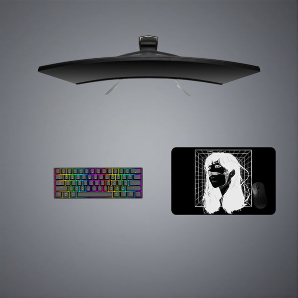 Medium size gamer mouse pad with "Face cyberware" printed design