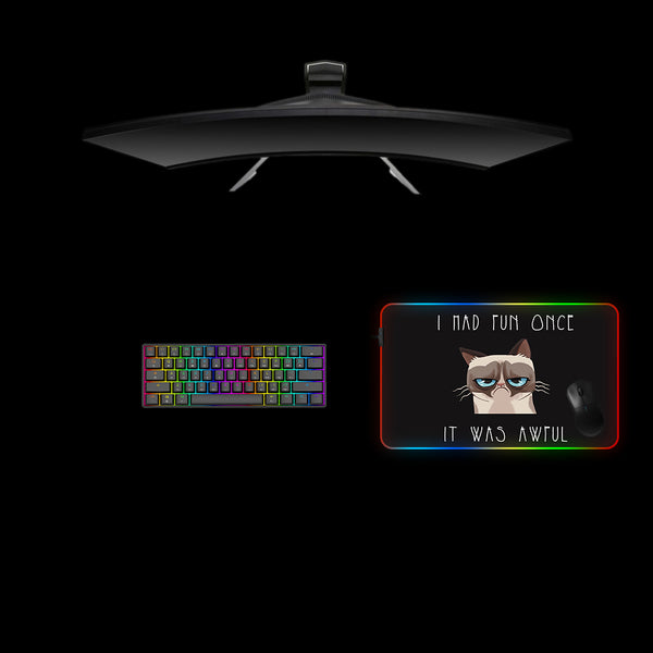 Grumpy Cat Fun Design Medium Size RGB Lit Gaming Mousepad