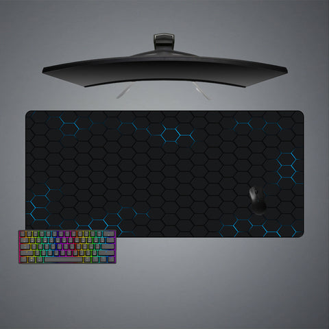 Hex Blue Edge Glow Design XL Size Gamer Mouse Pad
