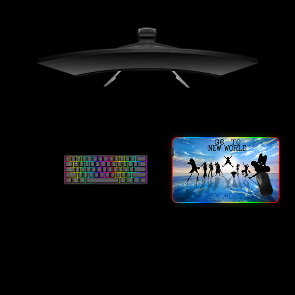 One Piece New World Design Medium Size RGB Illuminated Gamer Mouse Pad, Computer Desk Mat