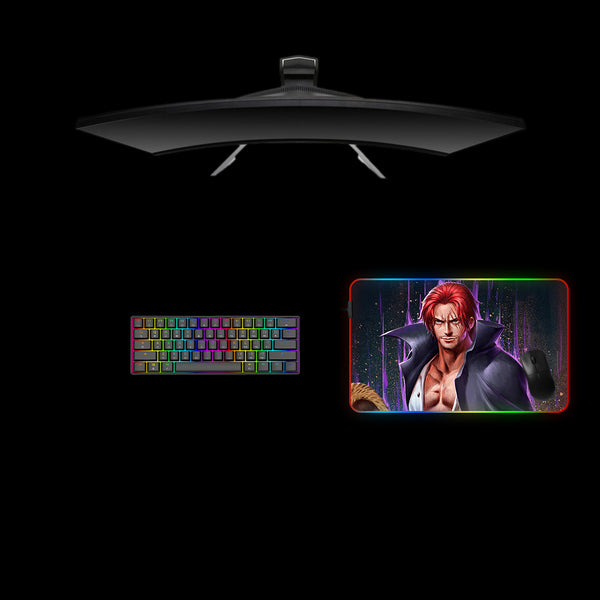 One Piece Shanks Design Medium Size RGB Backlit Gamer Mouse Pad, Computer Desk Mat
