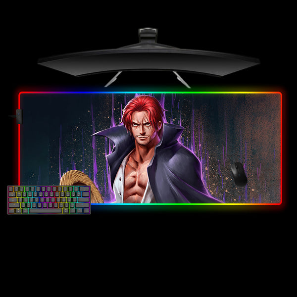 One Piece Shanks Design XL Size RGB Backlit Gamer Mouse Pad, Computer Desk Mat