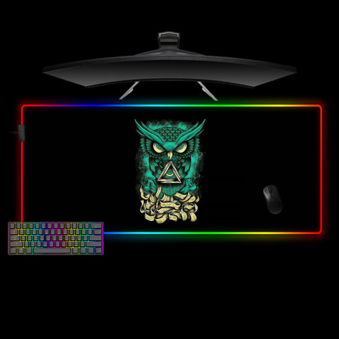 Owl All Seeing Eye Design XL Size RGB Lighting Gamer Mouse Pad, Computer Desk Mat