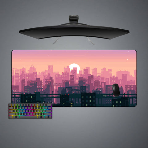 Pixel Art Cityscape Design XXL Size Gaming Mouse Pad