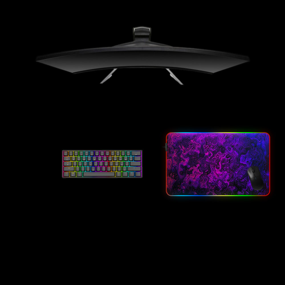 Purple Flow Abstract Art Design M Size RGB Backlit Gaming Mouse Pad, Computer Desk Mat