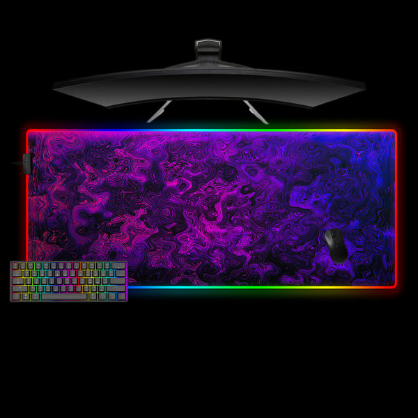 Purple Flow Abstract Art Design XL Size RGB Backlit Gaming Mouse Pad, Computer Desk Mat