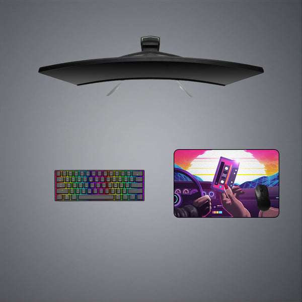 Retro Wave Tape Design Medium Size Gaming Mouse Pad, Computer Desk Mat