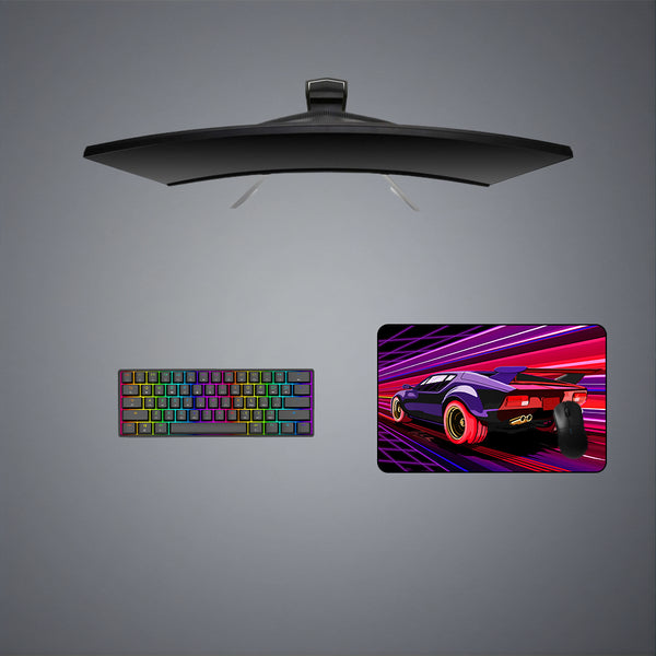 Retrowave Car Design Medium Size Gaming Mouse Pad