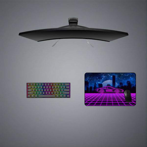 Retrowave Sports Car Design Medium Size Gaming Mousepad