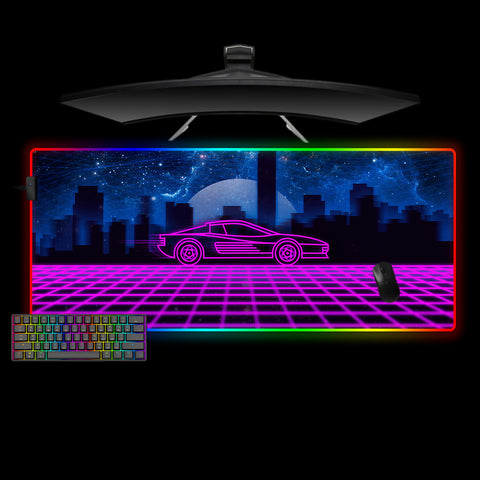 Retrowave Sports Car Design XXL Size RGB Lit Gaming Mousepad
