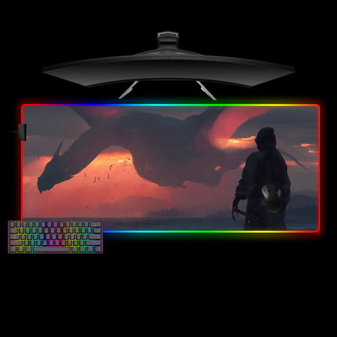 Sunset Dragon Design XL Size RGB Lit Gaming Mouse Pad