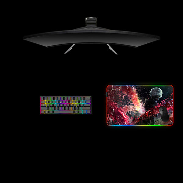 Tokyo Ghoul Looking Back Design Medium Size RGB Lighting Gaming Mouse Pad, Computer Desk Mat