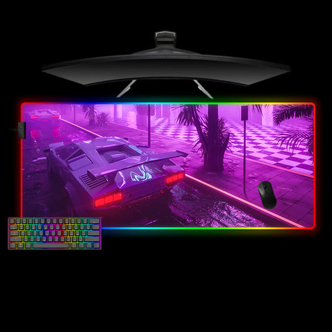 Vaporwave Car Design XL Size RGB Lighting Gamer Mouse Pad, Computer Desk Mat