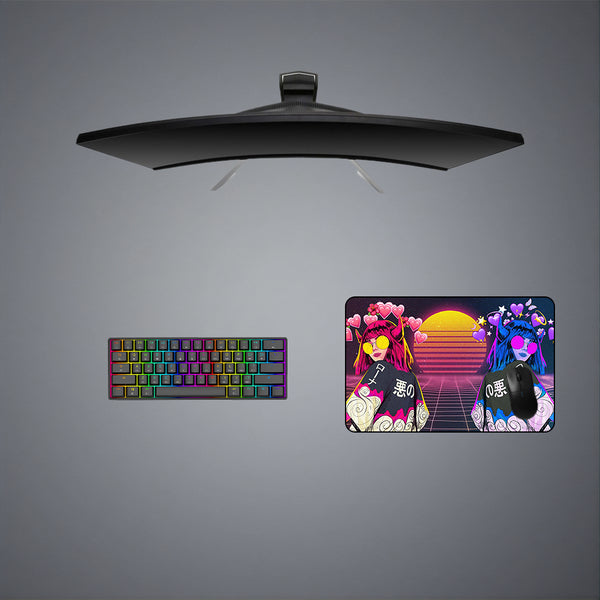 Vaporwave Girls Design Medium Size Gamer Mousepad
