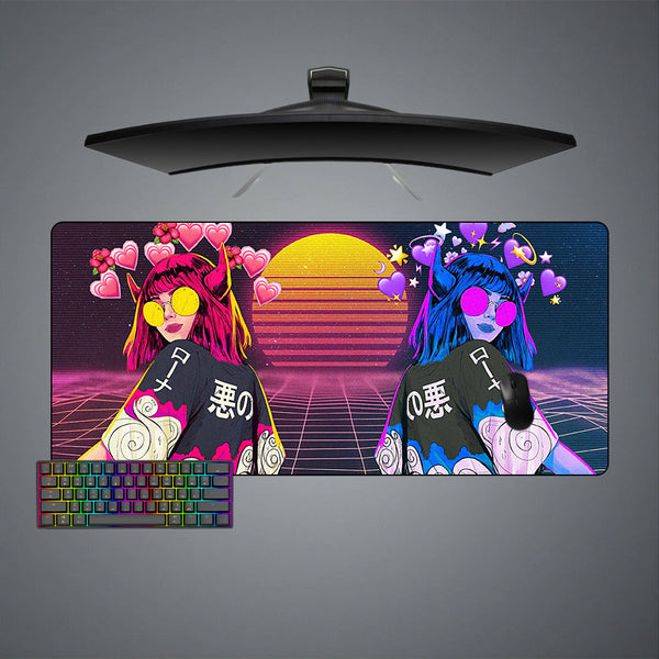 Vaporwave Girls Design XXL Size Gamer Mousepad
