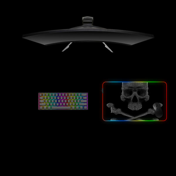 Wavy Skull Design Medium Size RGB Lit Gaming Mouse Pad