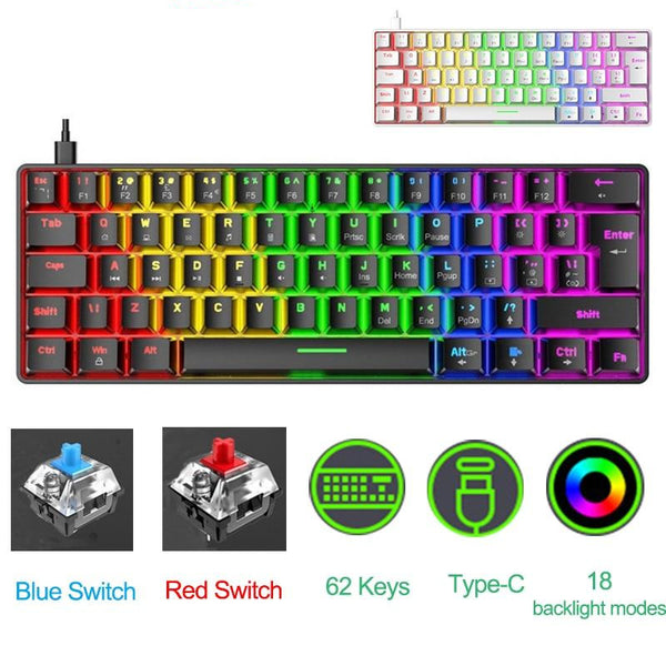 T60 60% Mechanical Keyboard RGB Backlit Type-C USB Wired