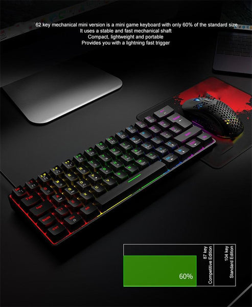 T60 60% Mechanical Keyboard RGB Backlit Type-C USB Wired