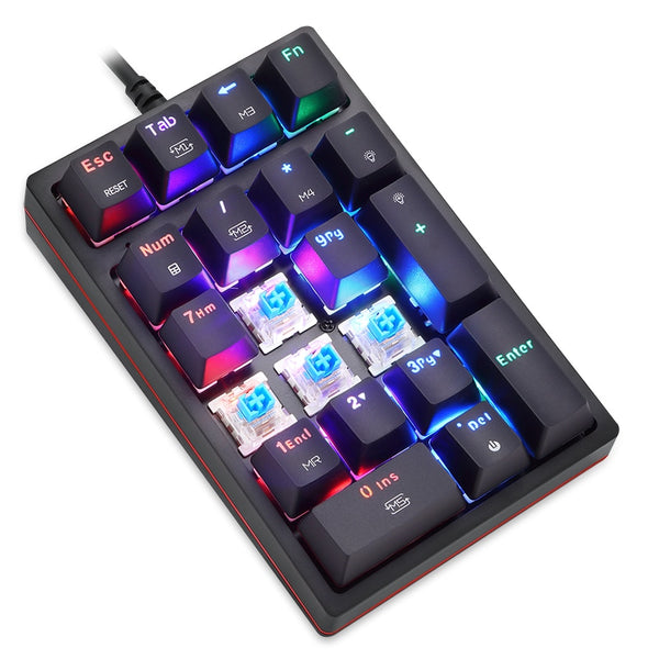 RGB Wired Mechanical Numeric Keypad 21 Keys Mini Numpad