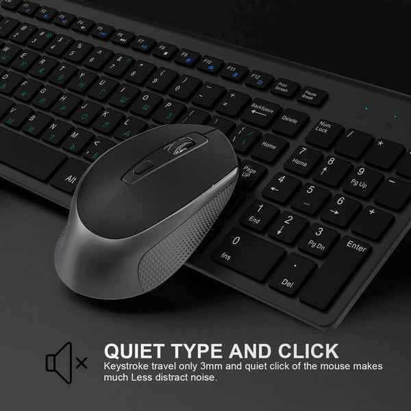 2.4G Wireless Keyboard & Mouse Combo Set, Portable, Multi-Language Layout