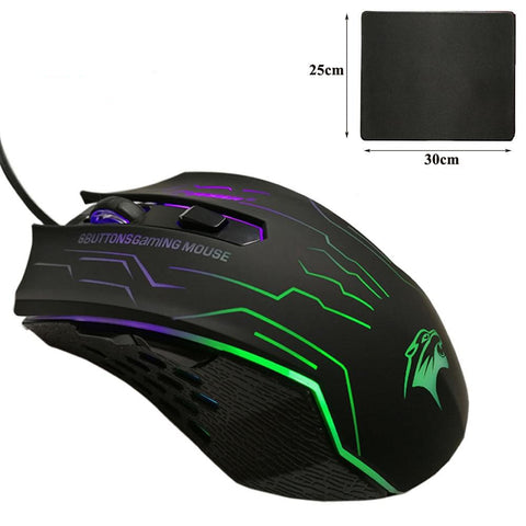 Forka USB Wired Gaming Mouse + Mousepad Combo, 6 Buttons 3200DPI Optical PC, Laptop Mice