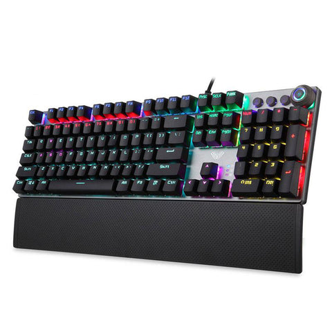 AULA 104 Keys Backlit Gaming Mechanical Keyboard with Wrist Support USB Wired