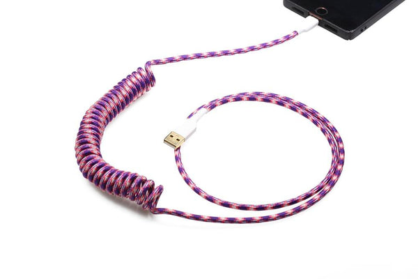 Nylon USB Type-C to USB A Coiled Cable for Mechanical Keyboards