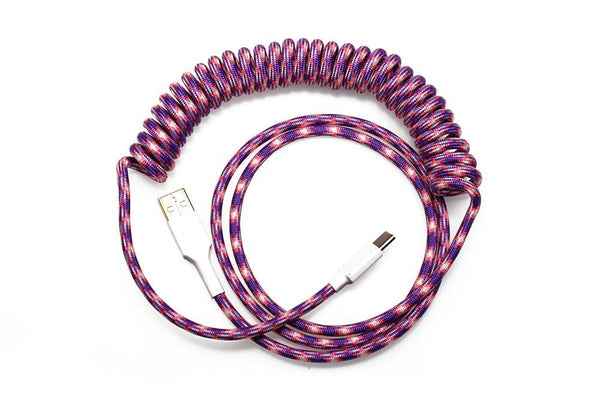 Nylon USB Type-C to USB A Coiled Cable for Mechanical Keyboards