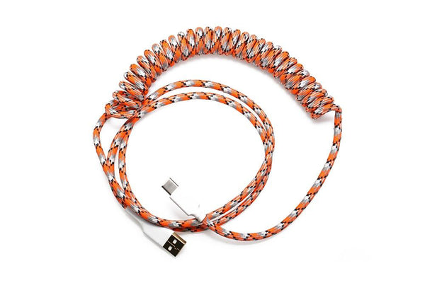 Nylon USB Type-C to USB A Coiled Cable for Mechanical Keyboards