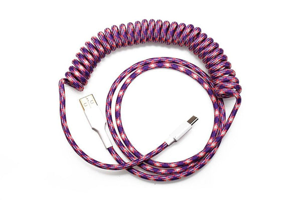 Nylon USB Type-C to USB A Coiled Cable for Mechanical Keyboards
