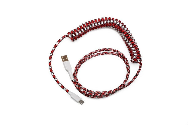 Nylon USB Type-C to USB A Coiled Cable for Mechanical Keyboards