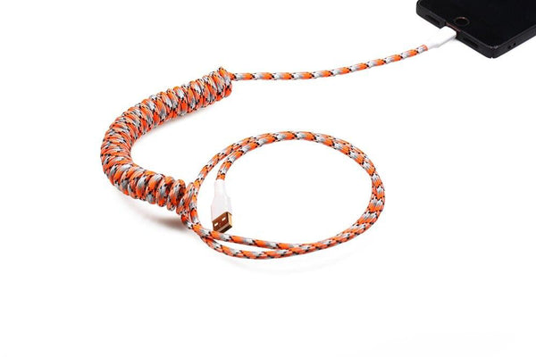 Nylon USB Type-C to USB A Coiled Cable for Mechanical Keyboards