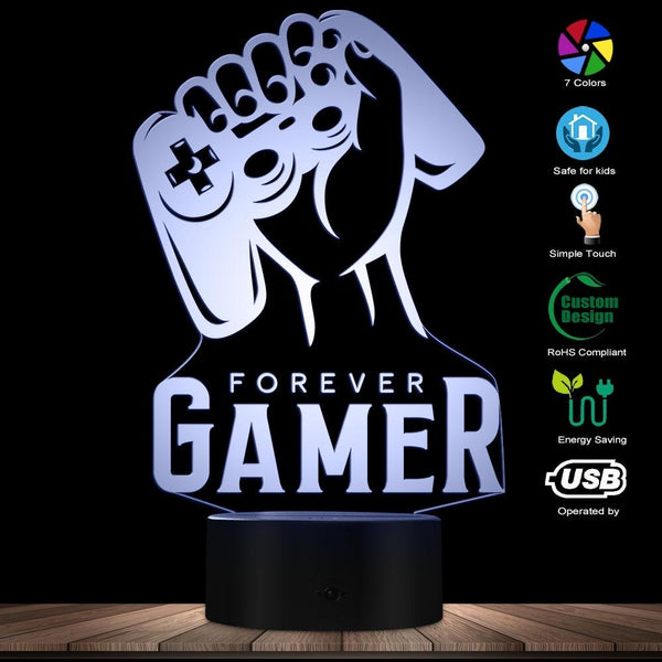 Forever Gamer Design Night Light, LED Table Lamp