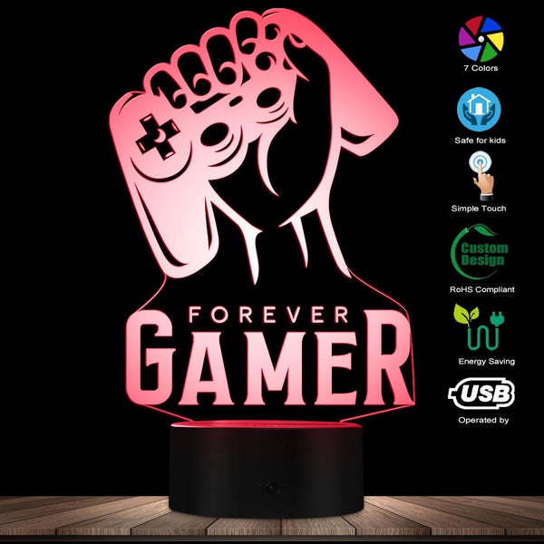 Forever Gamer Design Night Light, LED Table Lamp