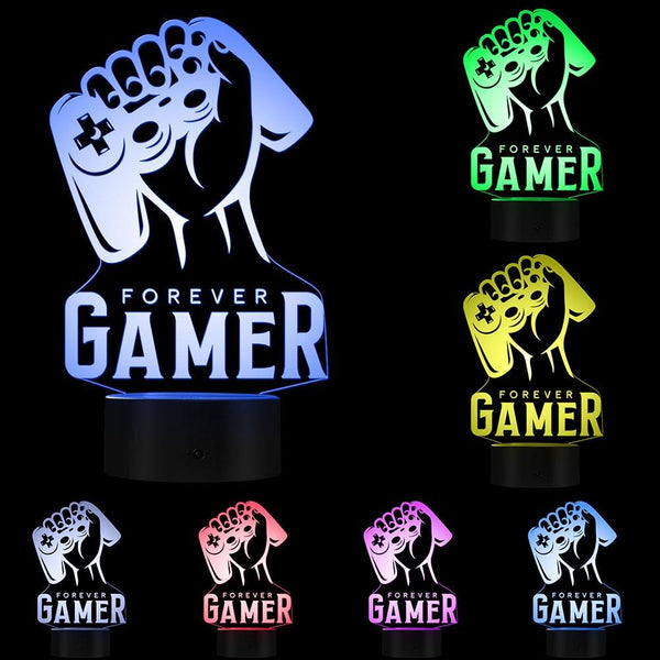 Forever Gamer Design Night Light, LED Table Lamp