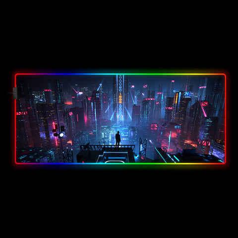 Futuristic City Design RGB Backlit Gamer Mousepad