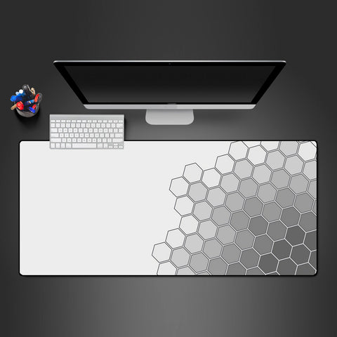 Greyscale Hex Design Large Computer Desk Mat