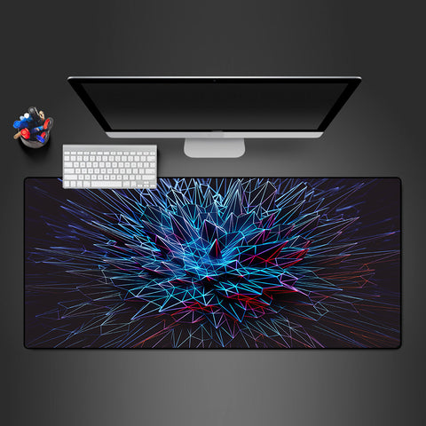 Neon Blue Geometry Design Desk Mat