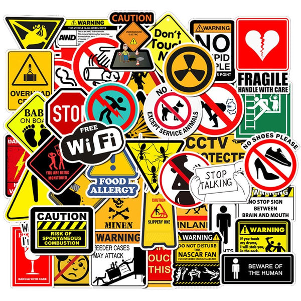 Warning Stickers, Decals - 10/30/50 Piece