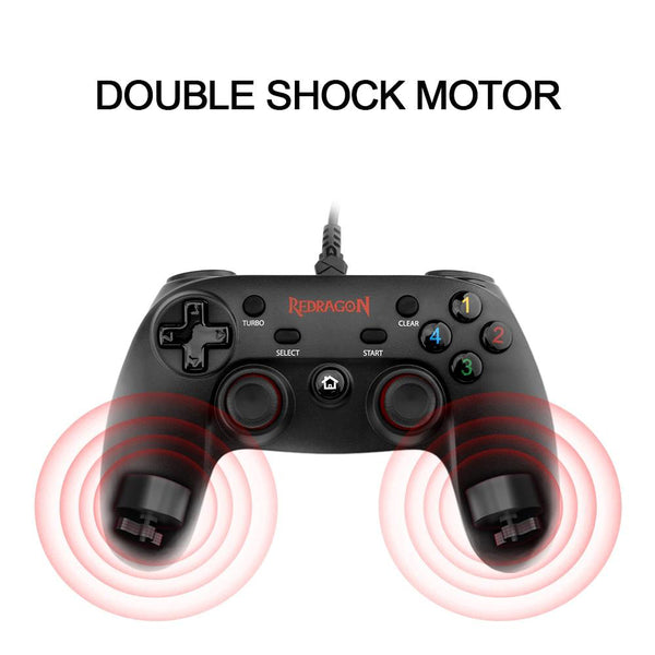 Saturn Wired Gamepad Controller Dual Vibration Joystick for Windows PC, PS3, Android