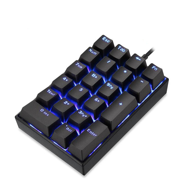 Motospeed Wired Mechanical Numeric Keypad 21 Keys Mini Numpad Blue LED Backlight