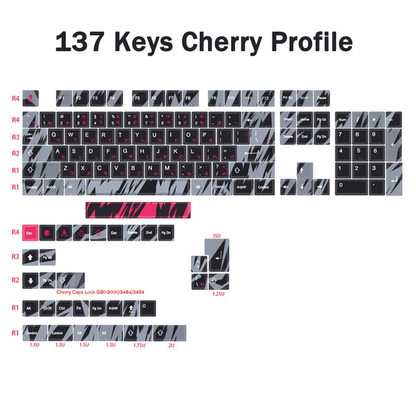 137 Key Tear Camo Design Keycaps