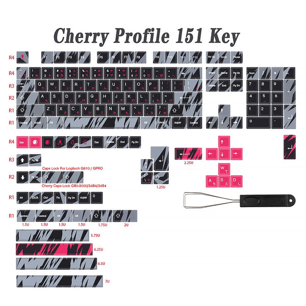 151 Key Tear Camo Keycap Set Sizes/Layout